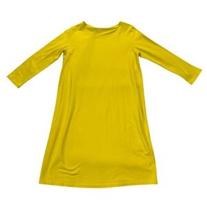 EILEEN FISHER Yellow Long Sleeve Crew Neck Knit Dress XXS TTP